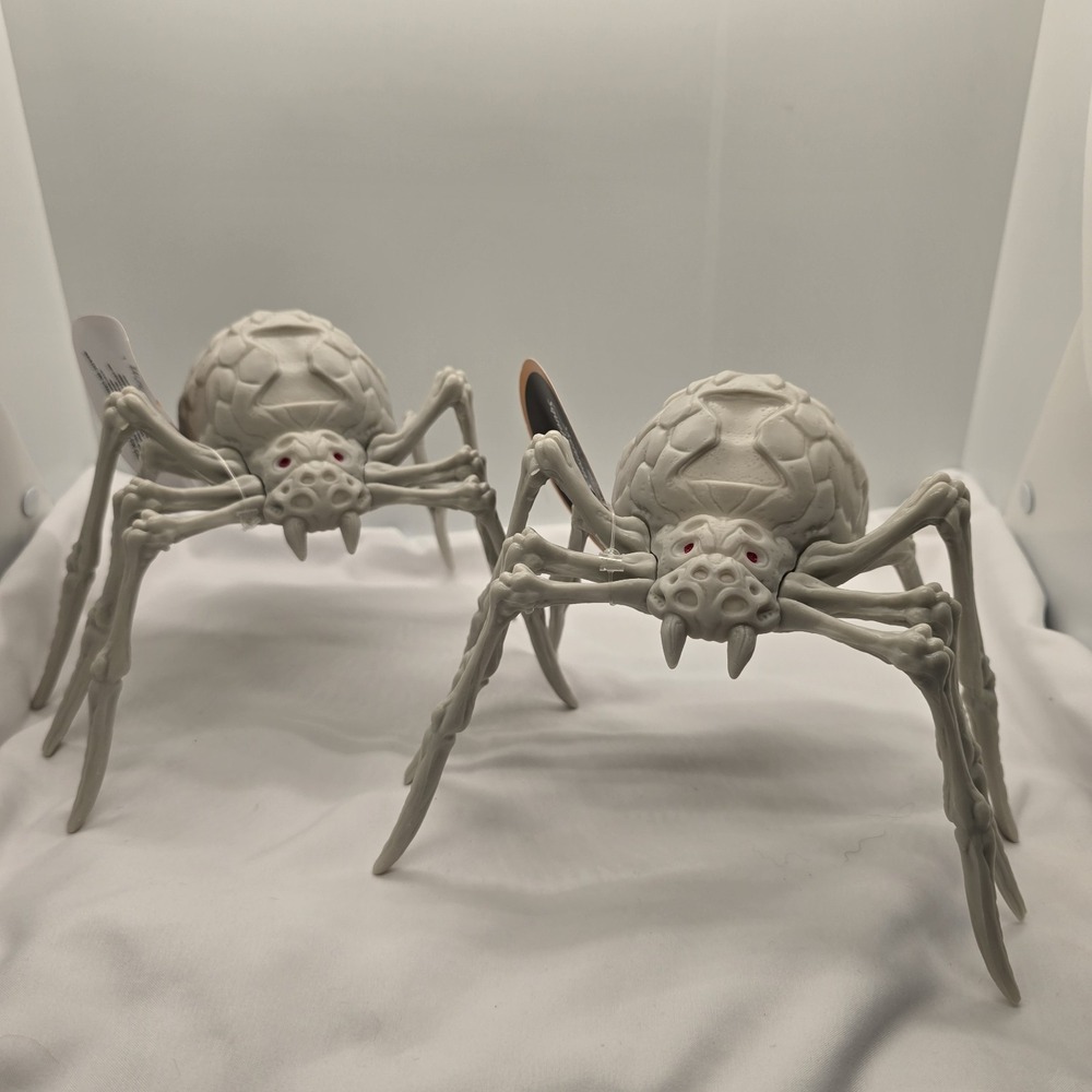 Set Of 2 Halloween Decor Prop  Skeleton Spider Plastic 7"L Indoor Outdoor